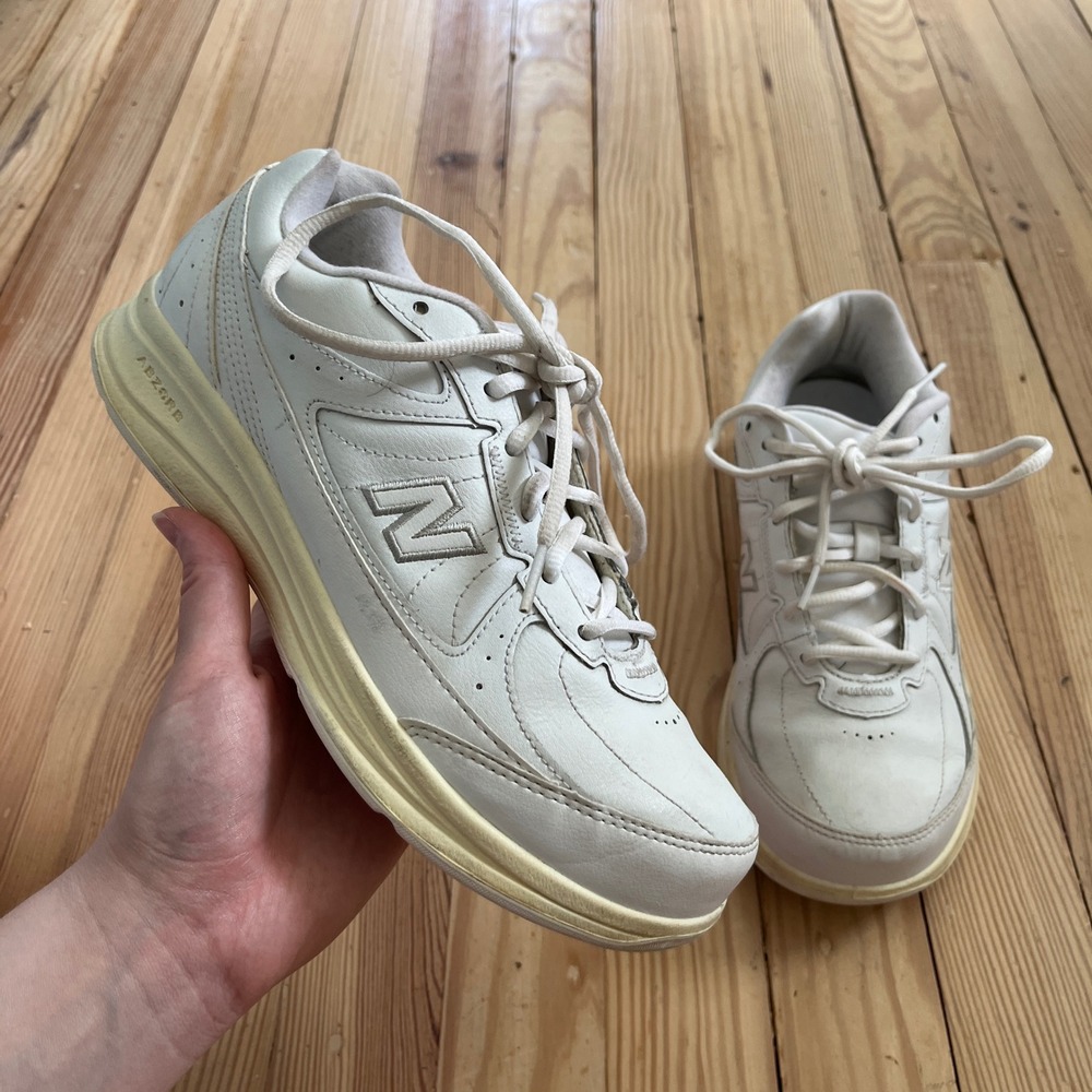 New Balance 577 Mens 7 White Leather Walking Shoes 4E Extra Wide MW577WT‎ ABZORB